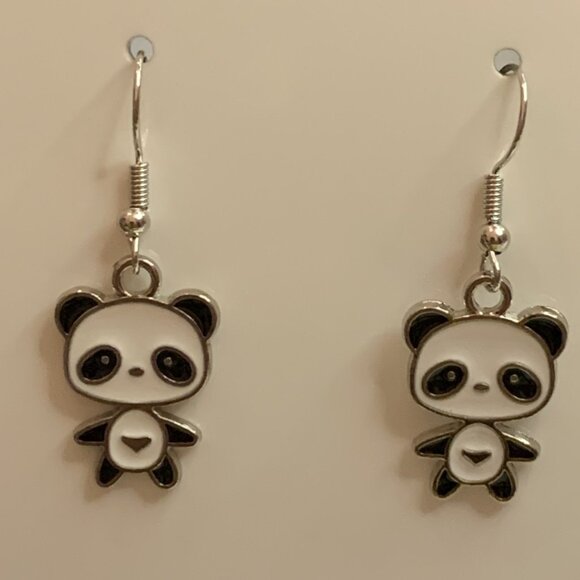Panda Earring, Panda Bear Jewelry, Gift, Panda Jewelry, Silly Animal Earring - Picture 3 of 8